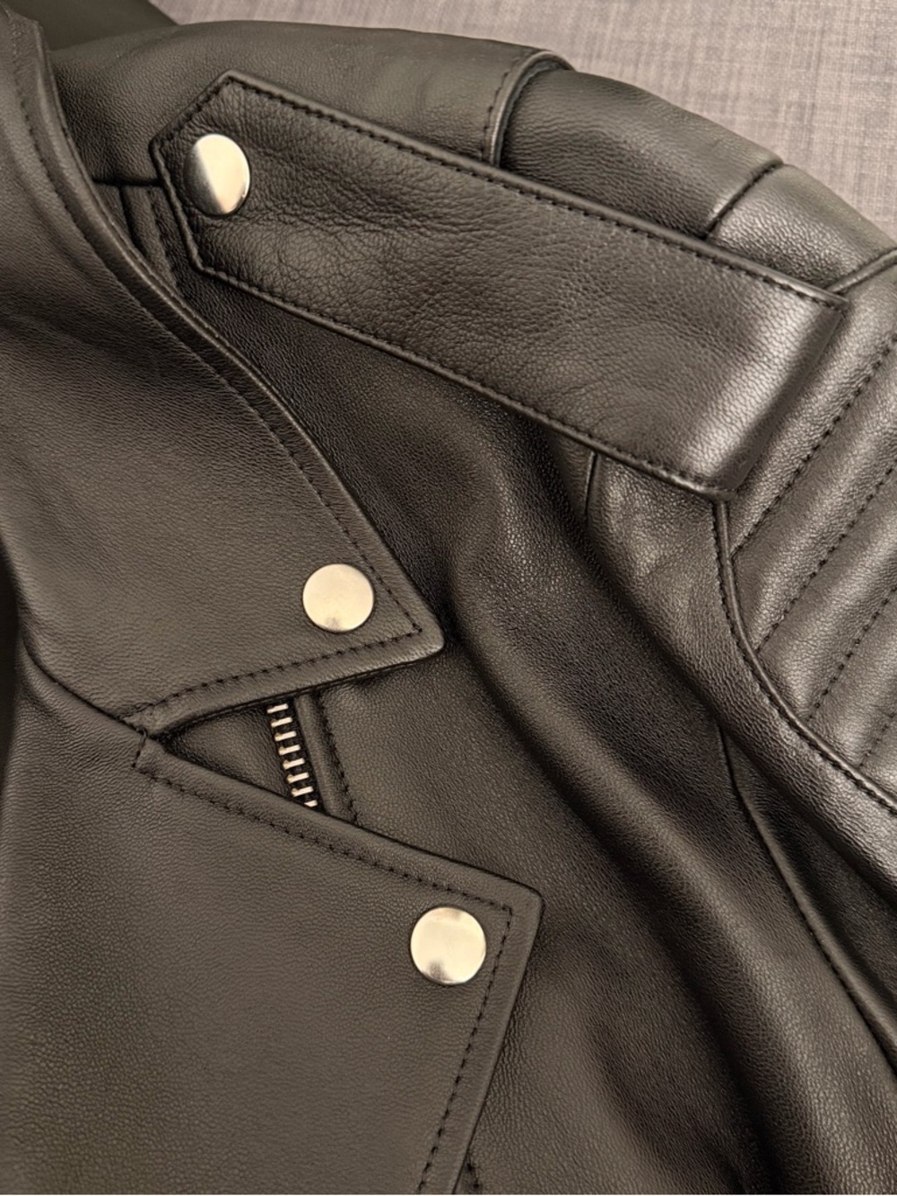Anine Bing Cassidy Leather Jacket - Women's Biker Moto Jacket, Large - Picture 8 of 15